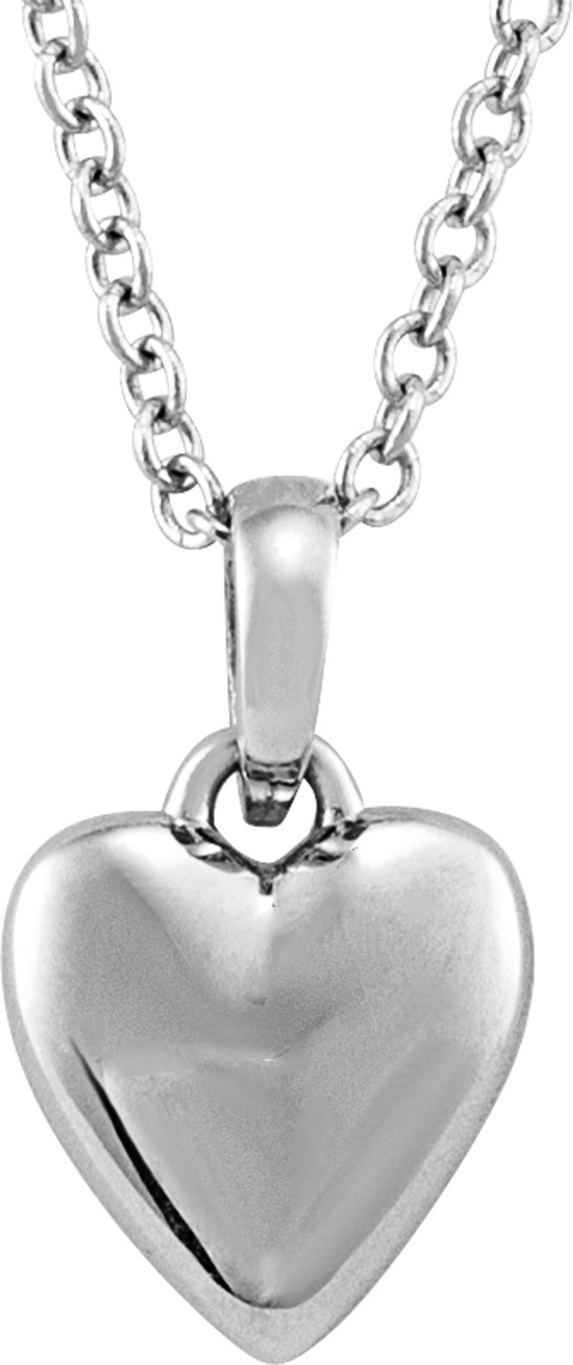 Sterling Silver Puffed Heart 16-18" Necklace