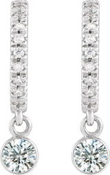 14K White 1/4 CTW Natural Diamond French-Set 16.1 mm Hoop Earrings
