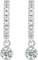 14K White Gold 1/4 CTW Natural Diamond French-Set 16.1 mm Hoop Earrings