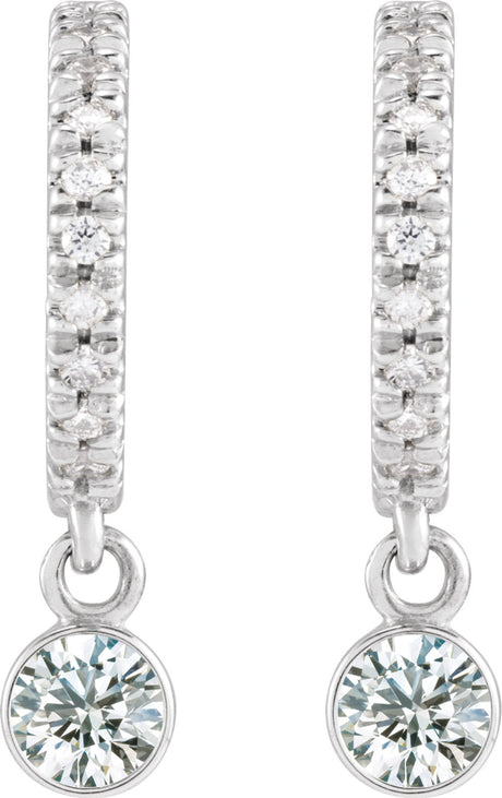 14K White Gold 1/4 CTW Natural Diamond French-Set 16.1 mm Hoop Earrings