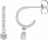 14K White Gold 1/4 CTW Natural Diamond French-Set 16.1 mm Hoop Earrings