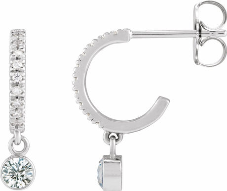 14K White Gold 1/4 CTW Natural Diamond French-Set 16.1 mm Hoop Earrings