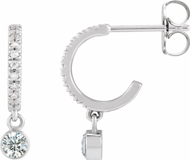 14K White Gold 1/4 CTW Natural Diamond French-Set 16.1 mm Hoop Earrings