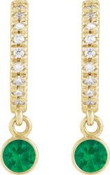 14K Yellow Gold Natural Emerald & .08 CTW Natural Diamond French-Set 16.1 mm Hoop Earrings