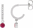 14K White Gold Natural Ruby & .08 CTW Natural Diamond French-Set 16.1 mm Hoop Earrings