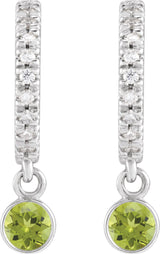 14K White Natural Peridot & .08 CTW Natural Diamond French-Set 16.1 mm Hoop Earrings