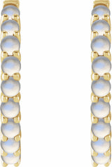14K Yellow Natural Rainbow Moonstone 20 mm Huggie Hoop Earrings