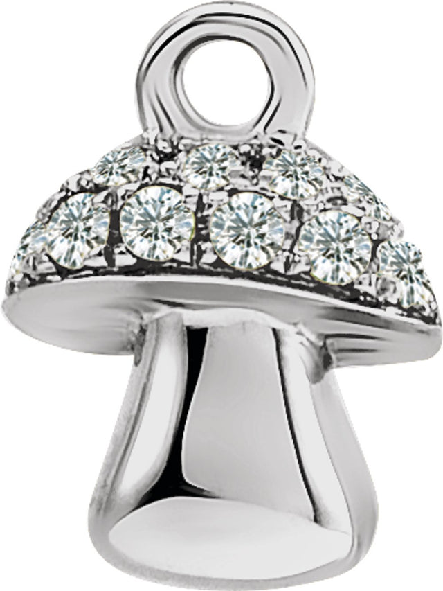 14K White Petite Pavé™ .06 CTW Natural Diamond Mushroom Dangle