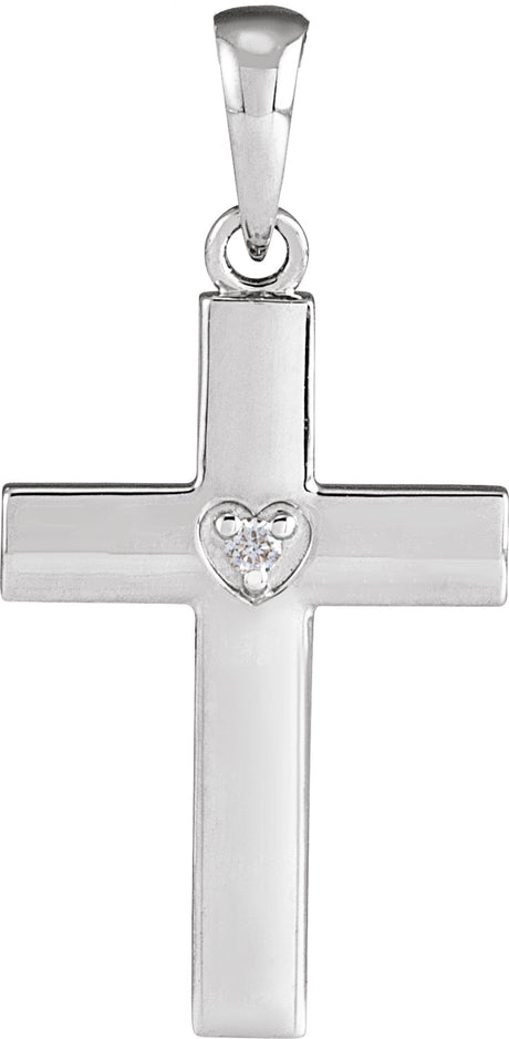 Sterling Silver .015 CT Natural Diamond Engravable Cross Pendant