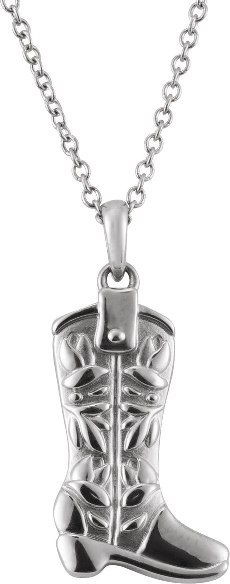 14K White Cowboy Boot 16-18" Necklace
