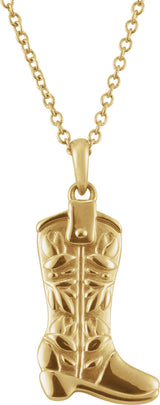 14K Yellow Gold Cowboy Boot 16-18" Necklace