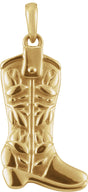 14K Yellow Gold Cowboy Boot Pendant