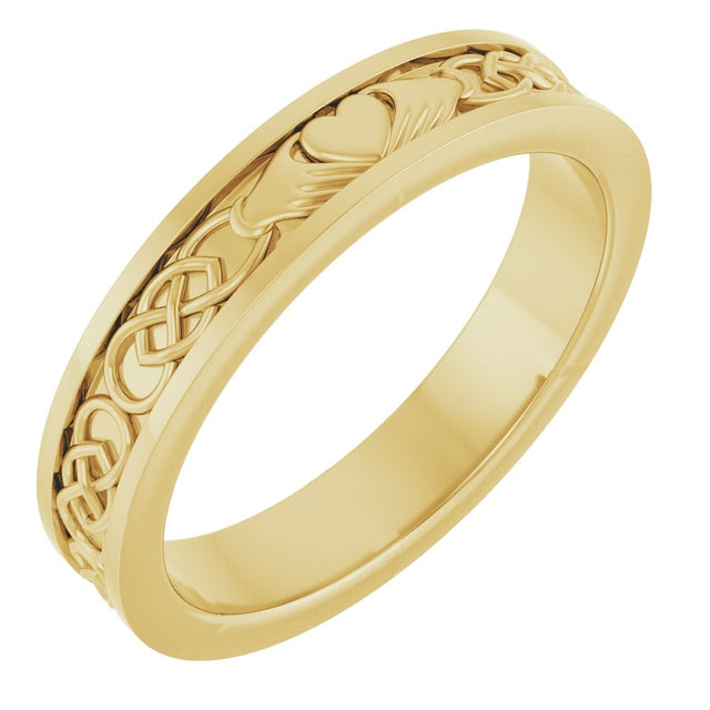 14K Yellow Gold 2.6 mm Claddagh Flat Band