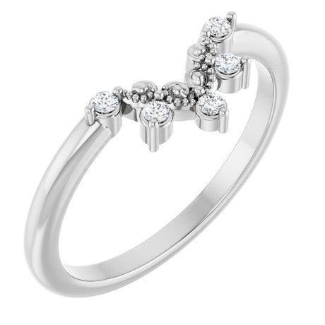 14K White Gold Round 1.5mm .07 CTW Natural Diamond Accented Contour Band