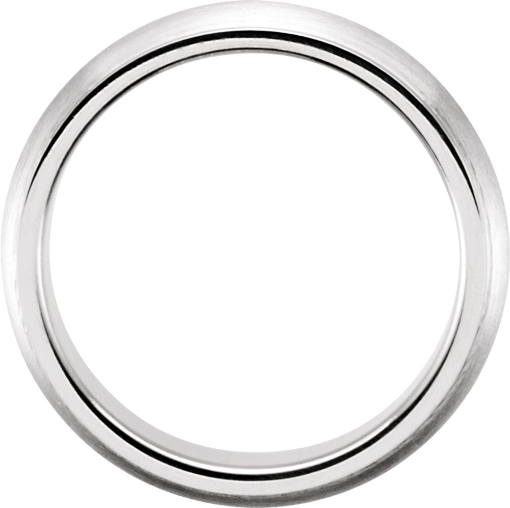 14K White Gold 5 mm Grooved Comfort-Fit Half Round Band Size 6.5