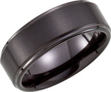 Black PVD Tungsten 8 mm Ridged Band Size 7