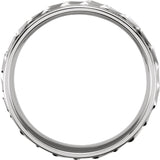10K White 6.75 mm Milgrain Edge Diagonal Grooved Comfort-Fit Half Round Band Size 12.5