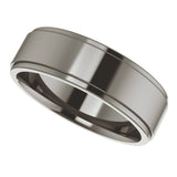 Titanium 6 mm Stepped-Edge Comfort-Fit Flat Band Size 7.5