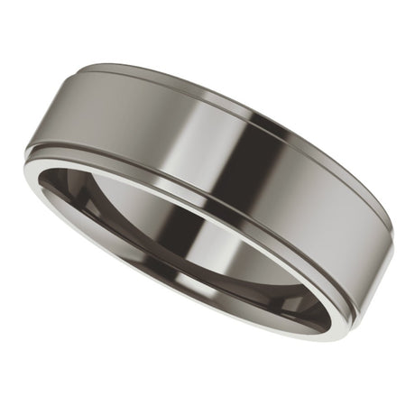 Titanium 6 mm Stepped-Edge Comfort-Fit Flat Band Size 7.5