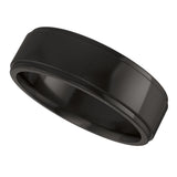 Zirconium 6 mm Stepped-Edge Comfort-Fit Flat Band Size 7