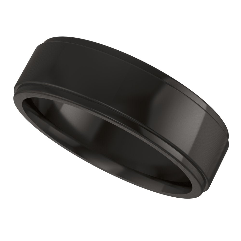 Zirconium 6 mm Stepped-Edge Comfort-Fit Flat Band Size 7
