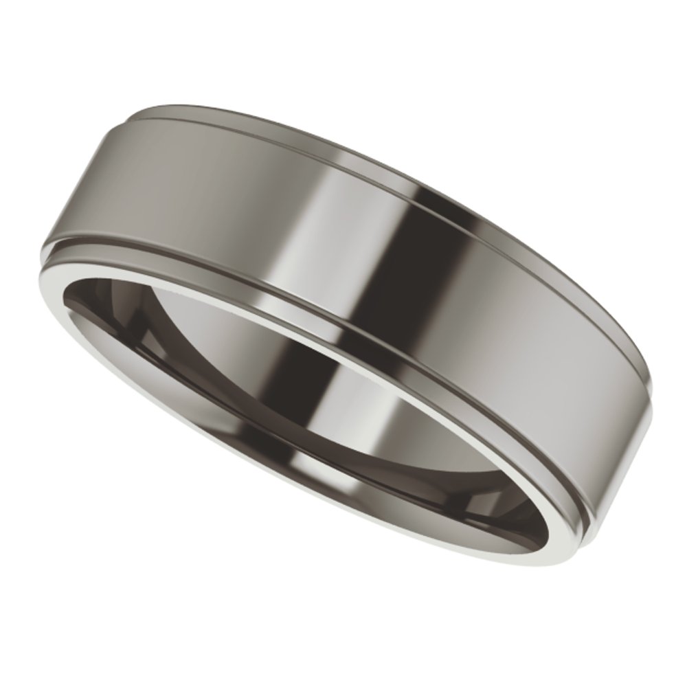 Titanium 6 mm Stepped-Edge Comfort-Fit Flat Band Size 8