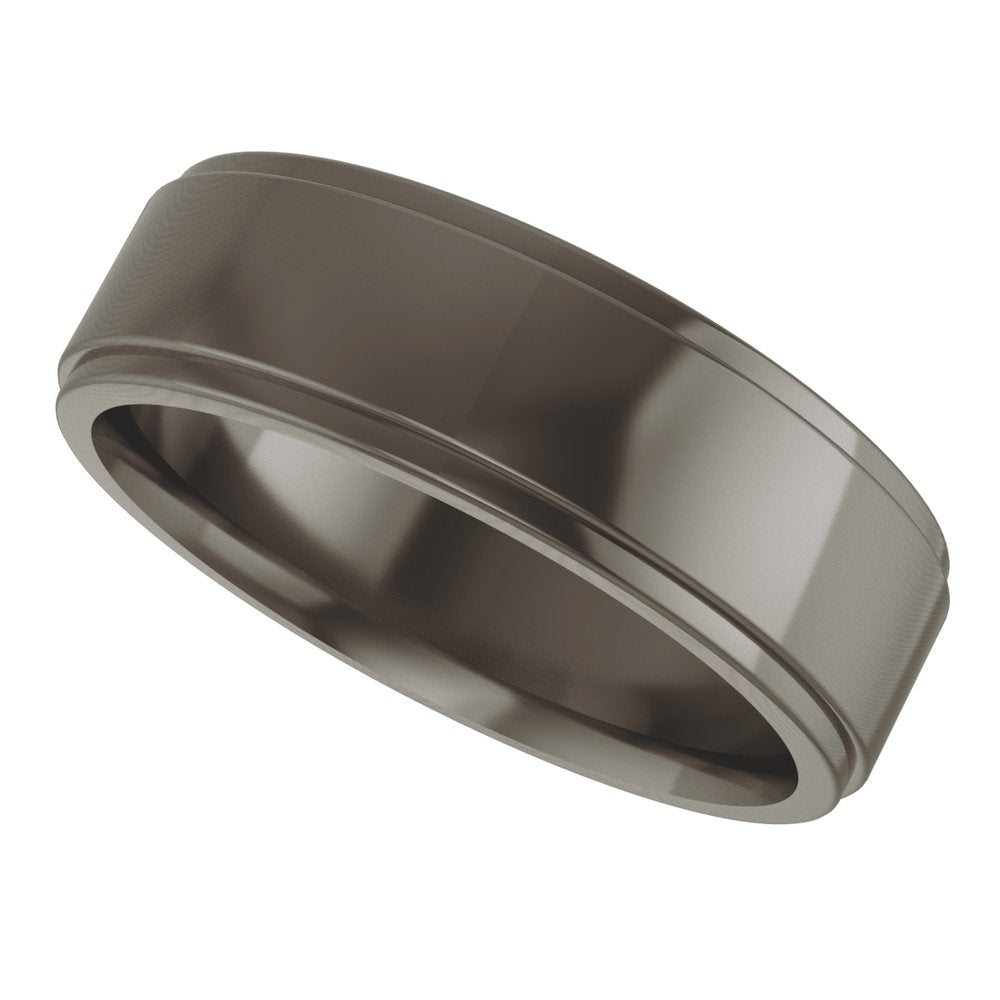 Titanium 6 mm Stepped-Edge Comfort-Fit Flat Band Size 7.5