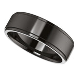 Zirconium 6 mm Stepped-Edge Comfort-Fit Flat Band Size 7