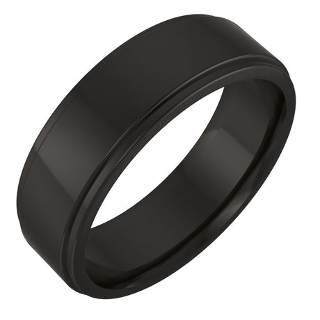 Zirconium 6 mm Stepped-Edge Comfort-Fit Flat Band Size 7