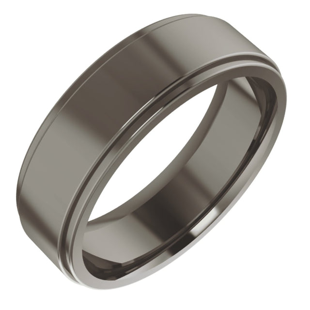 Titanium 6 mm Stepped-Edge Comfort-Fit Flat Band Size 8