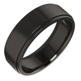 Zirconium 6 mm Stepped-Edge Comfort-Fit Flat Band Size 7