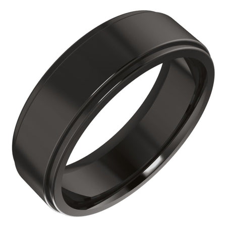 Zirconium 6 mm Stepped-Edge Comfort-Fit Flat Band Size 8