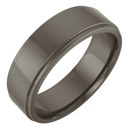 Titanium 6 mm Stepped-Edge Comfort-Fit Flat Band Size 7.5