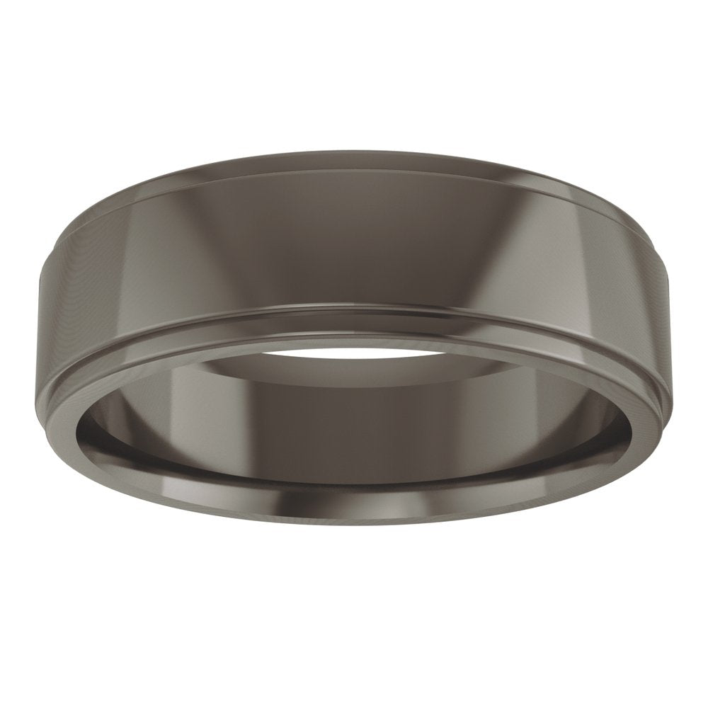 Titanium 6 mm Stepped-Edge Comfort-Fit Flat Band Size 7.5