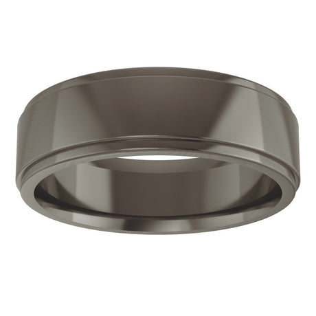 Titanium 6 mm Stepped-Edge Comfort-Fit Flat Band Size 7.5