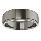 Titanium 6 mm Stepped-Edge Comfort-Fit Flat Band Size 8
