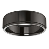 Zirconium 6 mm Stepped-Edge Comfort-Fit Flat Band Size 7