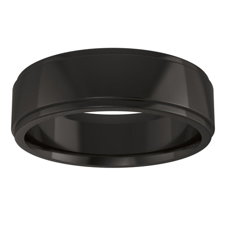 Zirconium 6 mm Stepped-Edge Comfort-Fit Flat Band Size 7