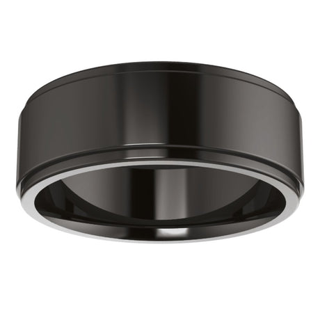 Zirconium 7 mm Stepped-Edge Comfort-Fit Flat Band Size 8