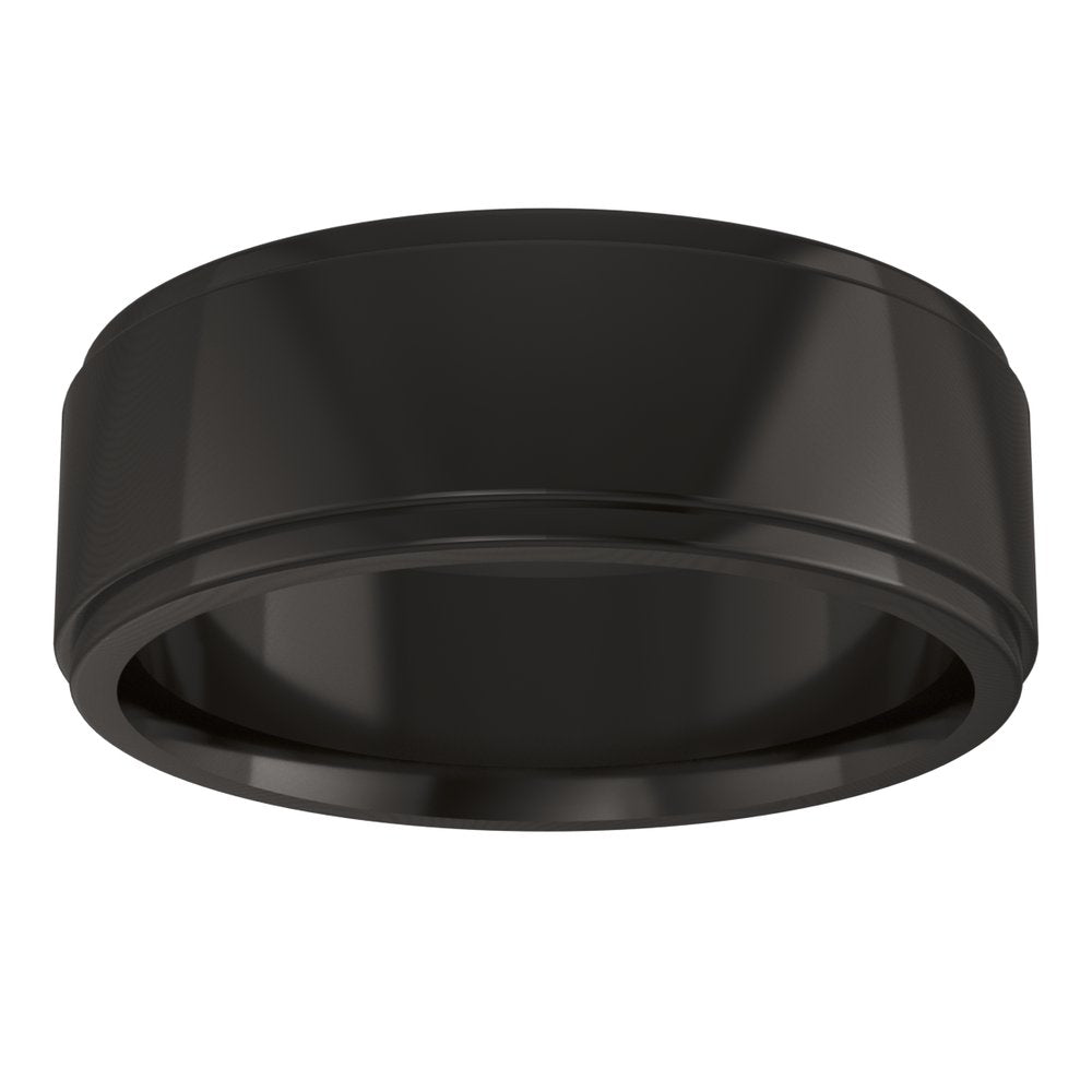 Zirconium 7 mm Stepped-Edge Comfort-Fit Flat Band Size 8