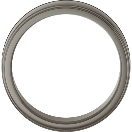Titanium 7 mm Stepped-Edge Comfort-Fit Flat Band Size 8