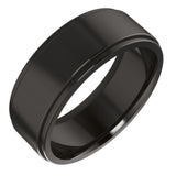 Zirconium 7 mm Stepped-Edge Comfort-Fit Flat Band Size 10