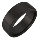Zirconium 7 mm Stepped-Edge Comfort-Fit Flat Band Size 8