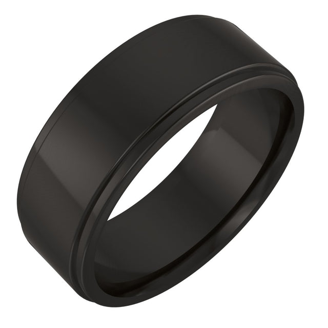 Zirconium 7 mm Stepped-Edge Comfort-Fit Flat Band Size 8