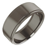 Titanium 7 mm Stepped-Edge Comfort-Fit Flat Band Size 8