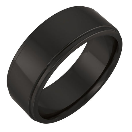 Zirconium 7 mm Stepped-Edge Comfort-Fit Flat Band Size 8