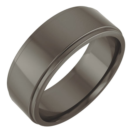 Titanium 7 mm Stepped-Edge Comfort-Fit Flat Band Size 8