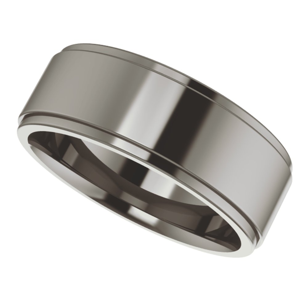 Titanium 7 mm Stepped-Edge Comfort-Fit Flat Band Size 8