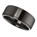 Zirconium 7 mm Stepped-Edge Comfort-Fit Flat Band Size 8