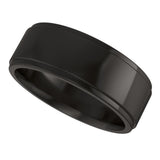 Zirconium 7 mm Stepped-Edge Comfort-Fit Flat Band Size 8